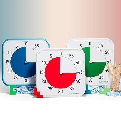 Time Timer Original 12" Visual Countdown Timer – Large 60-Minute Classroom Visual Timer for Modern classrooms, Student Groups & Adult Meetings – Helps with Focus, ADHD, Autism – (Red & White)