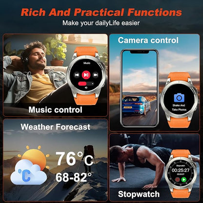 Smart Watch for Men GPS Fitness: 1.43" AMOLED Military Make Answer Call Running Digital Mens Watches Waterproof Smartwatch Android Phone iPhone Samsung Compatible Step Tracker SpO2 Heart Rate Monitor