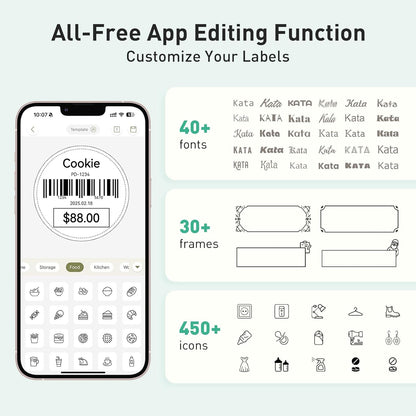 SUPVAN T50M Plus Bluetooth Label Maker Machine with Tape, High Printing Clarity, Versatile App with 40+ Fonts and 450+ Icons, Inkless Labeler for Business, Home, Office Organization, Green