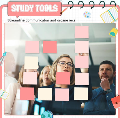 Fainne 60 Pack Sticky Notes Bulk Back to School Supplies Self Stick Note Pads Paper Memo for Office First Day of School Student Teacher Essentials (3x3 Inch,Pink)