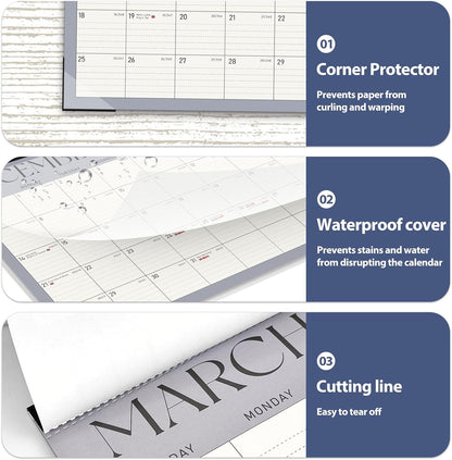 Desk Calendar 2025-2026, Monthly Desktop Large Calendar (July 2025 - December 2026) 17" x 12" Desk Wall Planner for Family Office Teacher School, Blue