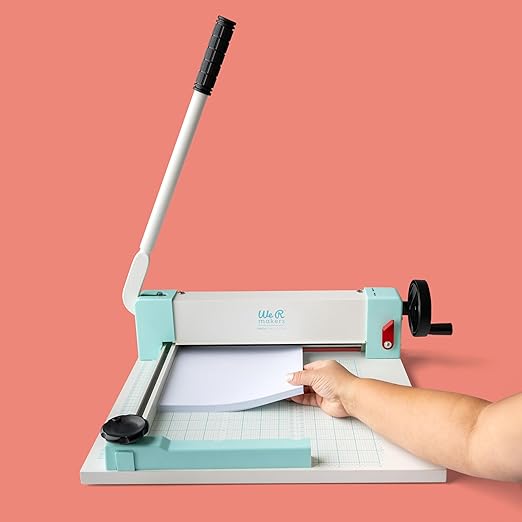 We R Makers Cinch Stack Cutter, Heavy Duty Guillotine Paper Cutter for 1” Thick Stacks, Precision Alignment, Easy Operation, Paper Cutter Guillotine for Scrapbooking, Card Making, and Crafting