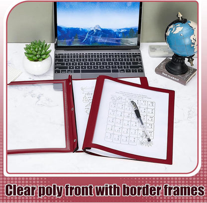 Teling 24 Pcs Report Covers with 3 Prong Fasteners Clear Front Presentation Folders Frame View Poly Report Folder Presentation Binder for Paper Document School Office (Dark Red)