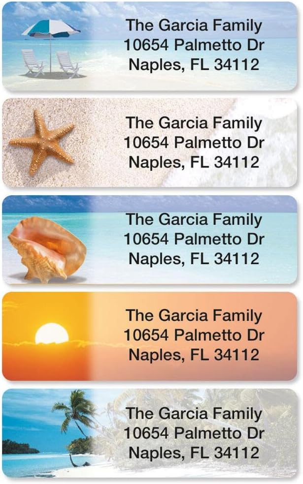 Colorful Images Calm Seas Rolled Personalized Return Address Mailing Labels with Dispenser, Customize with Name & Shipping Address, 500 ¾” x 2½” Self Adhesive, Easy Peel Label Roll