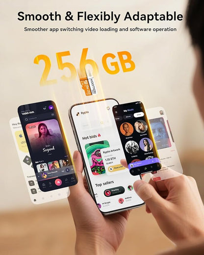 KOOTION Micro SD Card 256GB U3 TF Card with Adapter, V30, A1, Full HD, 4K UHD, UHS-I microSDXC Flash Memory Card for Smartphone