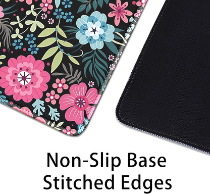 Retro Flowers Mouse Pad,Large Vintage Floral Mousepad Desk Pad with Stitched Edges,Non-Slip Waterproof Rubber Base Mouse Mat for Office Computer Keyboard Laptop Home(27.5x11.8 in)