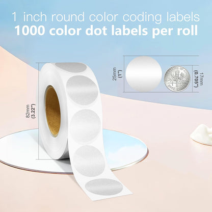 1 Inch Round Color Coding Labels, 1000 Dots Per Roll Sliver Color Coded Dot Stickers, Round Color Dot Labels for Organizing, Filing, and Storage