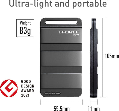 TEAMGROUP T-Force M200 Portable External SSD 4TB USB3.2 Gen2x2 Type-C Read/Write 2000MB/s Compatible with PS5 & Xbox & Chrome OS T8FED9004T0C102