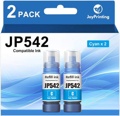 542 Ink Refill Bottles Cyan Compatible 542 Ink Bottles Work for ET-5800 ET-5850 ET-5880 ET-16600 ET-16650 ST-C8000 ST-C8090 Printers (2 Pack, 70 ml)