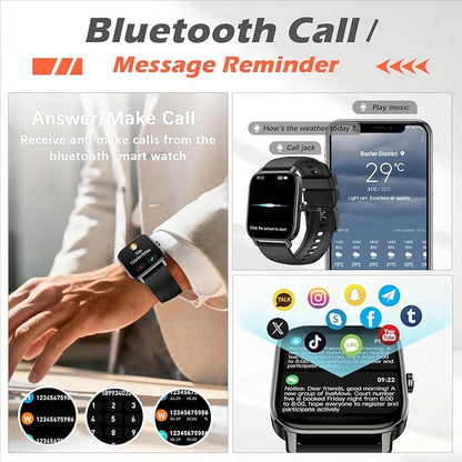 Smart Watch for Women Fitness Tracker: Make Answer Call Waterproof Running Smartwatch Android Phone iPhone Samsung Compatible Digital Mens Watches Pedometer Step Tracker Heart Rate Monitor
