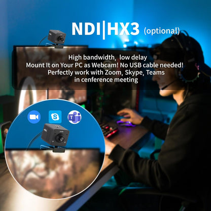 4K Native NDI HX3 POV Webcam Camera PoE, ZowieCAM, Simultaneously HDMI & SDI Output, RTSP/RTMP(s)/SRT, Standalone Live Streaming to YouTube/Twitch for Webcast, Meeting, Teaching & Gaming (M12)