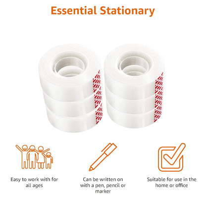 Amazon Basics Matte Finish Tape, 6 Pack, 2.1 x 0.75 inch, Translucent