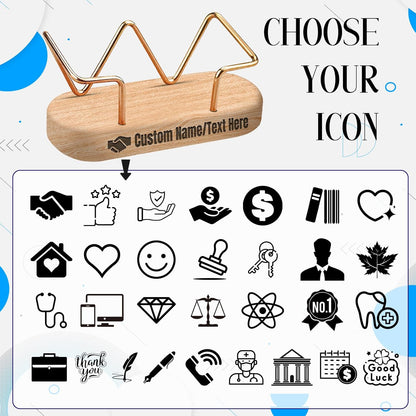 Custom Engraved Business Card Holder for Desk Personalized Wooden Business Card Display Stand Customized Businese Gift for Office Home Desktop