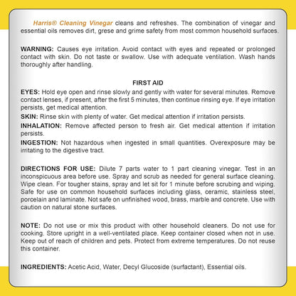 HARRIS Cleaning Vinegar All Purpose Household Surface Cleaner, 128oz (Orange) with Easy Pour Funnel Included