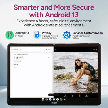 Fusion5 10.1" Android Tablet with Keyboard - Octa-core CPU, Android 13, 8GB RAM 128GB Storage, Full HD, 10 Inch, Touchscreen, Dual-Band WiFi, Dual Cameras, USB Type C, Fast Charging, Slim & Stylish
