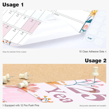 Ospelelf Calendar 2025-2026 Large Dry Erase Wall Calendar 32'' x 48'', 12 Month Laminated Calendar for Classroom, Family, Use July 2025 - June 2026 (Floral)