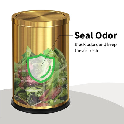 Brushed Gold Bathroom Trash Can with Swing Lid 4.7Gallon,Stainess Steel Garbage Can Trash Bin Wastebaskets for Kitchen,Office,Bedroom (Gold, 4.7 Gallon)