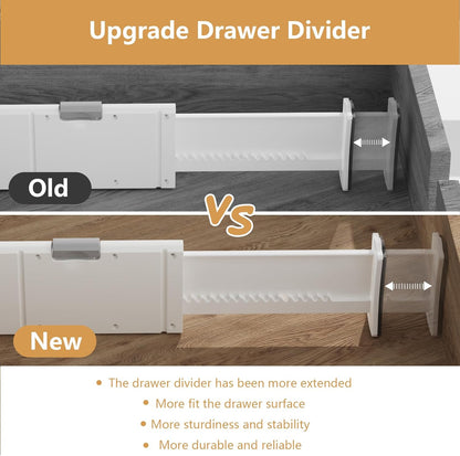 KABUM Upgrade Adjustable Drawer Divider Organizer Clothes Dresser Organizer,Expandable Organization for Home, Office,2.8" High Expandable from 11.7" to 18.5",4 Dividers with 6 Long and 2 Short Inserts