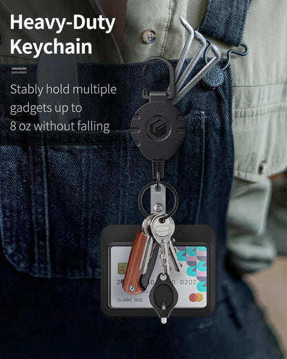 Uniclife 2 Pack Sliding Badge Holder Horizontal Hard Plastic Case with Retractable Keychain Badge Reel for up to 8 oz Card Protector for ID Credit Card Proximity Key Card Driver’s License and Pass