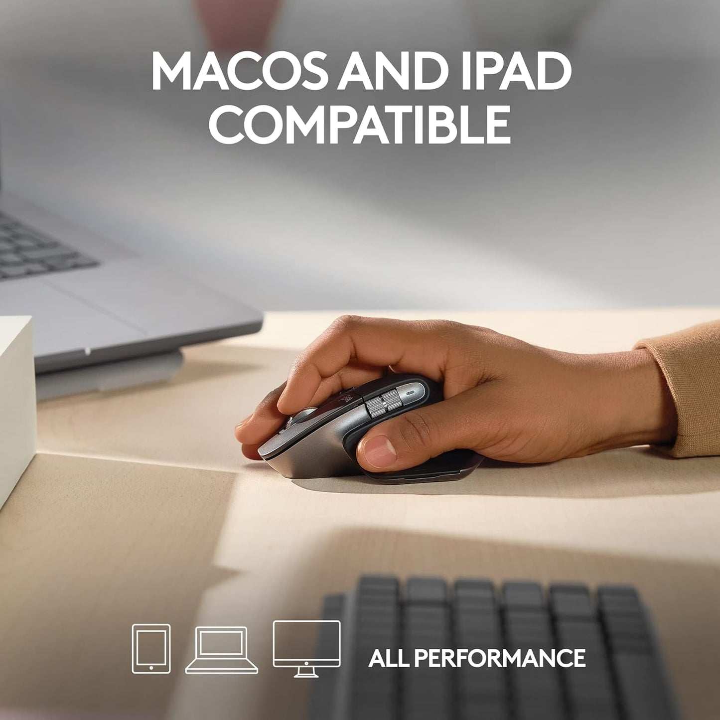 Logitech MX Master 3S for Mac - Wireless Bluetooth Mouse with Ultra-Fast Scrolling, Ergo, 8K DPI, Quiet Clicks, Track on Glass, Customization, USB-C, Apple, iPad - Space Grey