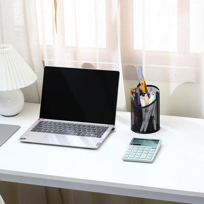 Nicunom 4 Pack Pen Holder Mesh Pencil Holder Round Pen Cup for Desk, 3 Compartments Desktop Pencil Organizer for Office Home School, Black