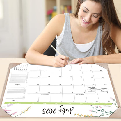 Desk Calendar 2025-2026 with Desk Mat – 22" x 17" Large Desk Pad Calendar Runs From Jul 2025 to Dec 2026, Floral Design Desktop Calendar with To-Do, Notes for Planning, Organizing, and Scheduling Your Life (Apricot)