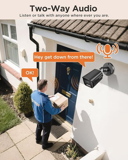 4K PoE Security Camera System 8 Channel, 4X 8MP Wired Security IP Bullet Camera, AI Human Vehicle Detection, 2-Way Audio, Smart Dual Light Color Night Vision, 4K 8CH NVR 2TB HDD, PB65B0408-8MD