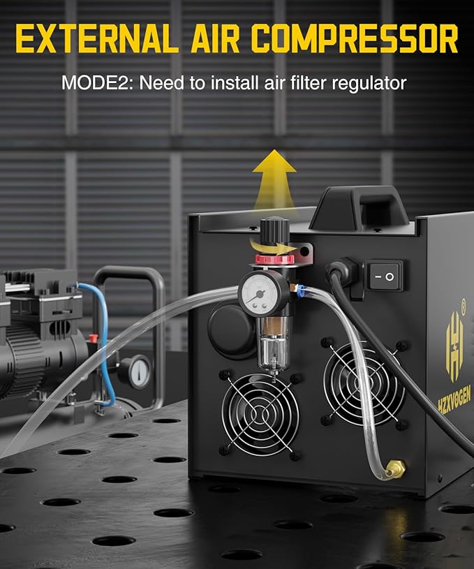 H HZXVOGEN Plasma Cutter with Built in Air Compressor, 50A Pilot Arc Plasma Cutter, 220V High Frequency Air Plasma Cutting Machine DC Inverter IGBT with 2T/4T, Capable External Compressor(HVC6000Pro)