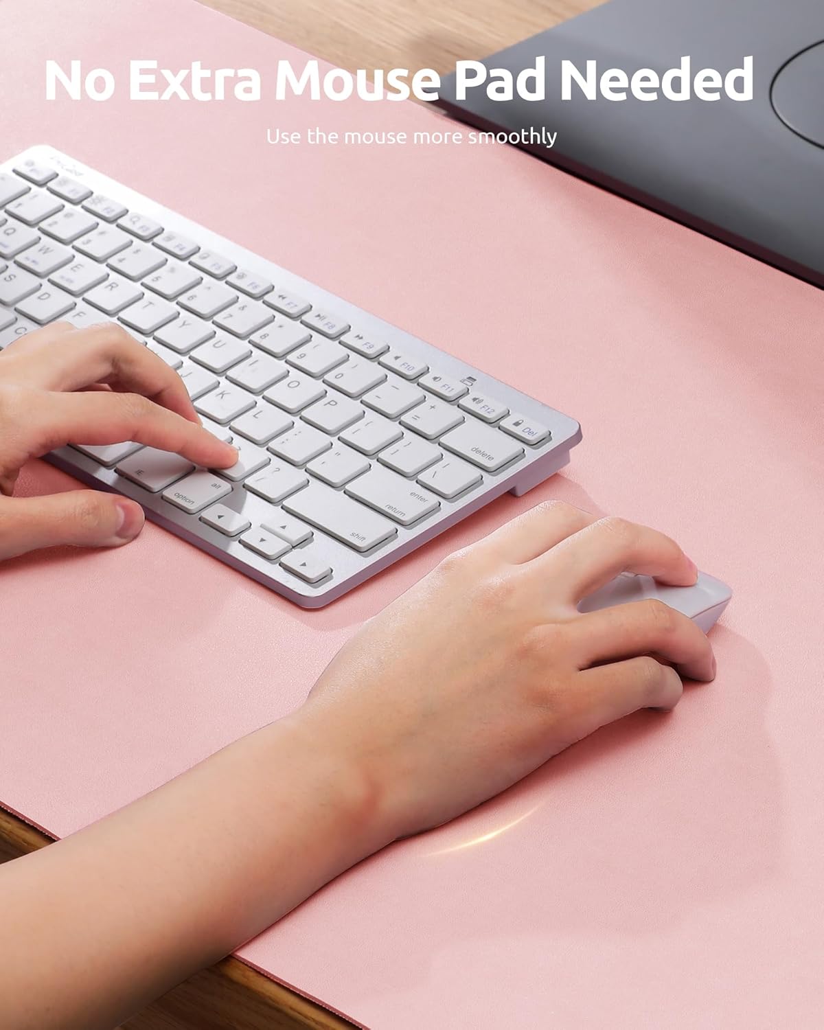 YSAGi Leather Desk Protector, Office Mat, Large Mouse Mat, Non-Slip PU Leather Blotter, Laptop Desk Pad, Waterproof Writing Pad for Office and Home (Light Pink, 35.4" x 17")