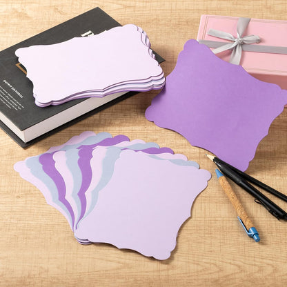 50 Pack Blank Kraft Cards Cardstock Thick Paper Brown Greeting Cards for DIY Gift Card Menus, Baby Shower and Wedding Invitations (Purple, 5 Colors, 4x6IN)