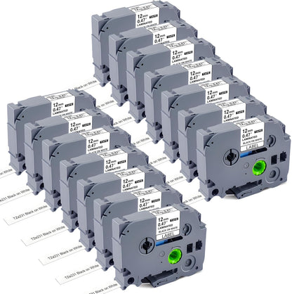 Rplacement for Brother Label Maker Tape Refill 12 mm 0.47 Laminated White TZe-231 Compatible with Brother P-Touch PT-H110 PT-D210 Label Maker Machine, Black on White, 1/2 Inch x 26.2 Feet, 14 Pack