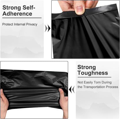 Poly Mailers 10x13 Inch 200 Pcs, Black Shipping Bags, Mailing Envelopes with Self Seal Adhesive Strip, Waterproof and Tear-Proof Poly Bags for Non-Fragile Items