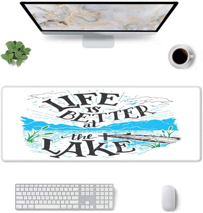 Life is Better at The Lake Mouse Pad, Large Big Gaming Mouse Pad Desk Pad, Mousepad with Non-Slip Rubber Base, Extended XXL Mouse Mat for Computer Laptop Office Accessories