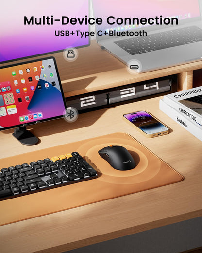 ProtoArc Bluetooth Wireless Mouse, USB C Mouse, EM15 Rechargeable Compact Portable Type C Wireless Mice for Laptop, Tablet, PC, Windows, Mac OS-Black