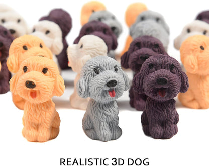 24 Pcs Animal Pencil Erasers Toppers,Pencil Top Erasers,3D Cute Dog Cap Easters Desk Pet Erasers for Kids