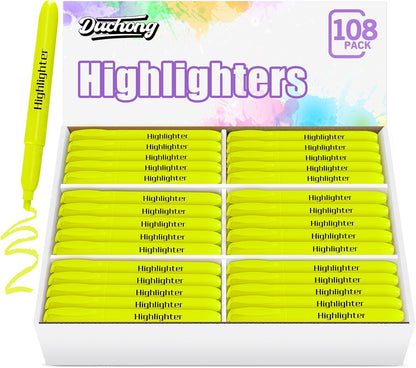 Duchong 108 Yellow Highlighters, Chisel Tip Dry-Quickly Bluk Highlighter Markers, Highlighter Bright Colors for Adult Kids, Office Classroom Must Have, School Supplies for Teachers