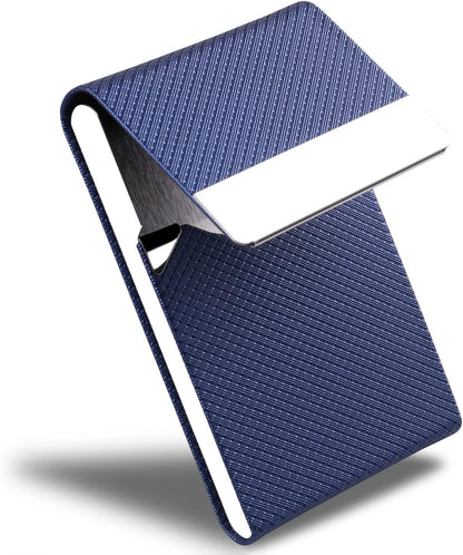 Business Card Holder for Women & Men - Multi Card Case, Business & Pocket Card Holder, Credit & Name Card Wallet with Magnetic Closure, Blue-zs