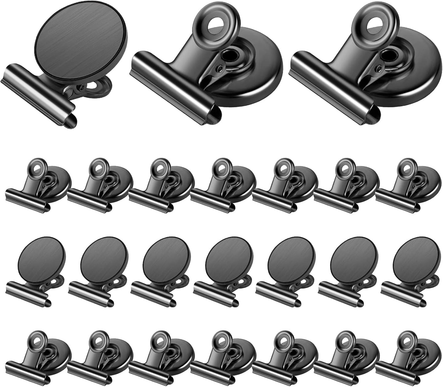 Grtard 24 Pack Magnetic Clips Heavy Duty, Black Magnet Clips for Fridge, Refrigerator Magnets, Strong Magnetic Clip, Scratch Free Magnets with Clip for Whiteboard, Refrigerator, Cruise, Locker