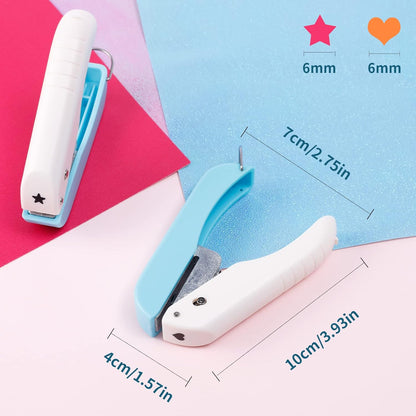 UCEC Paper Hole Punch Shapes, Single Holes Puncher, 1/4 Inch Handheld Star Punch + Heart Shape Puncher, Star Mini Hole Punch Heart Punches of School Supplies for DIY Scrapbook, Paper Crafts