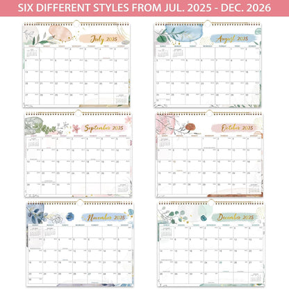 Wall Calendar 2025-2026 – Calendar 2025-2026, 11.5 x 15 In, July 2025 - December 2026, 18 Monthly Calendar, Large Block with Julian Dates, Thick Paper, Holidays, Hanging Hook, Twin-wire Binding