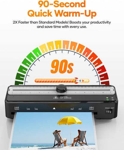 Kejector Laminator Machine, 9 Inch with 20 A4 Sheets Thermal and Cold Lamination Built in Cutter Quick Warm Up for Home Office School