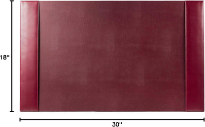DACASSO Bonded Leather Desk Pad with Side Rails - Luxury Leather Desk Blotter for Writing - Padded Executive Desk Surface Protector - ( Burgundy, 30” x 18”)