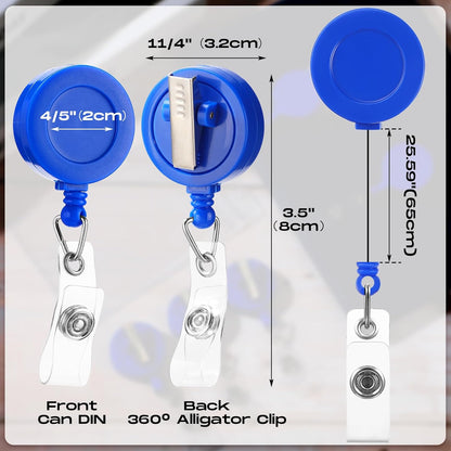 Zonon 50 Pieces Retractable Badge Holder Reels with Swivel Alligator Clip, ID Card Holder Name Badge Reel Clips for Students Teachers Office Workers (Blue)