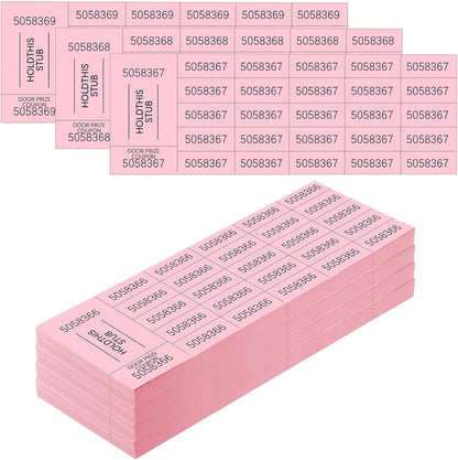 Kosiz 504 Sheets 25 Bid Raffle Ticket with Different Numbers Per Sheet Chinese Auction Tickets for Events Church Basket Auction Silent (Pink)