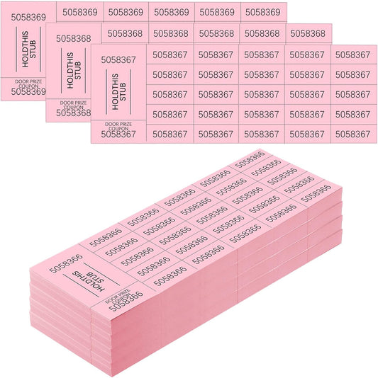 Kosiz 504 Sheets 25 Bid Raffle Ticket with Different Numbers Per Sheet Chinese Auction Tickets for Events Church Basket Auction Silent (Pink)