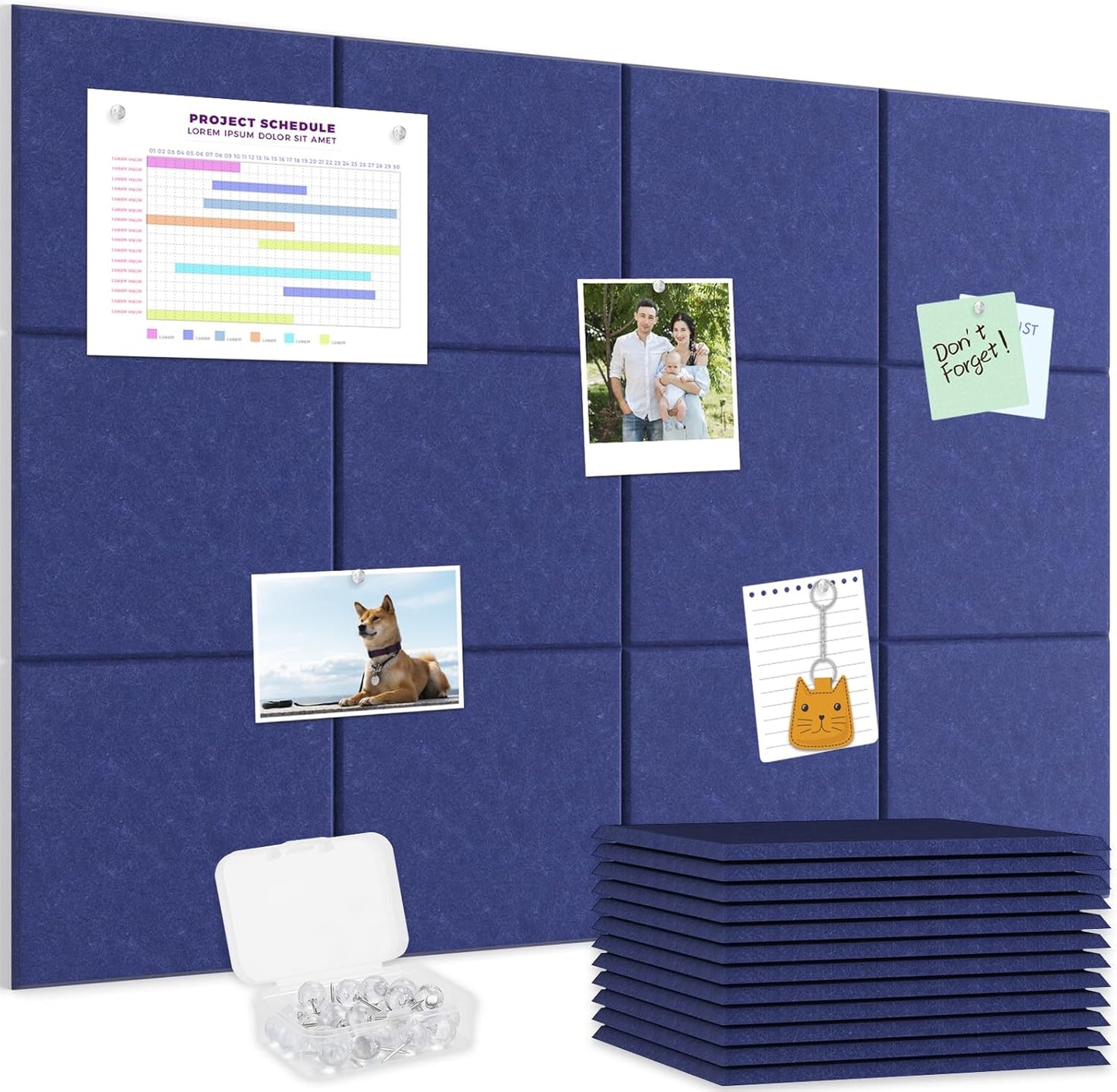 Smarpau Large Cork Board 48"x36", Bulletin Board for Walls, 12 Pack Pin Board Felt Corkboards with 35 Pushpins 50 Removable Security Stickers, Cork Boards for Office Home Decor