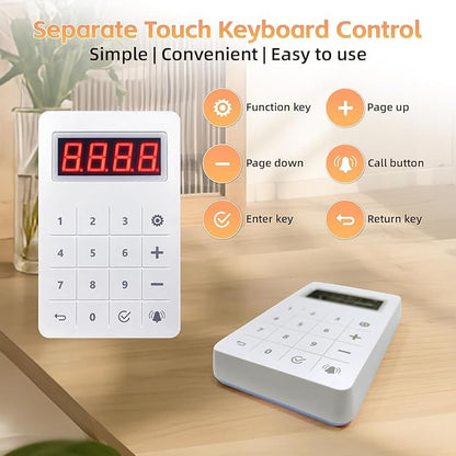 Restaurant Pager System 16 Coaster Pagers and Beepers, Restaurant Beepers Buzzers System with Vibration Flashing Buzzer Queue Wireless Calling System for Food Truck Coffee Shop Church Nursery Bar
