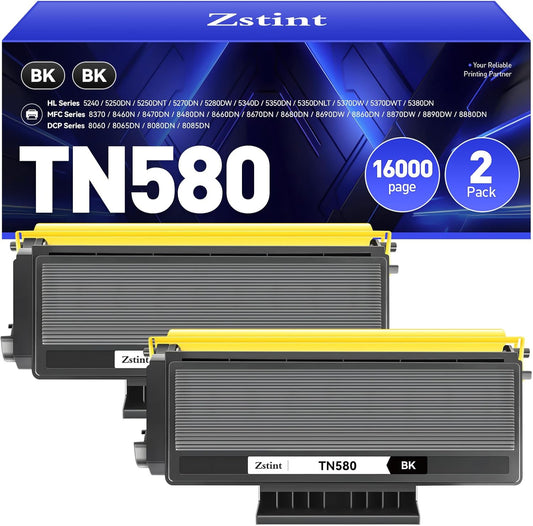 TN580 Toner Cartridge Black 2-Pack Compatible for Brother TN-580 HL-5370DW HL-5340D DCP-8060 DCP-8065DN 8085DN 8080DN HL-5240 5340D 5350DN 5370DW 5250DN MFC-8660DN 8480DN 8680DN 8690DW 8890DW Printer