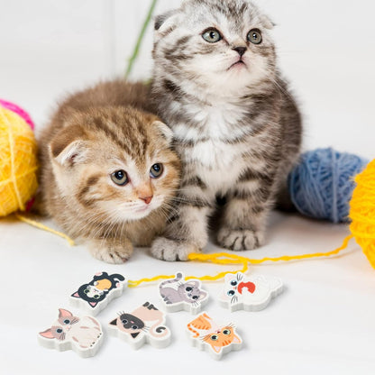 ANGOLIO 60Pcs Cute Cat Erasers Back to School Gifts for Kids Animal Pencil Top Erasers Mini Kawaii Cartoon 3D Desk Pet for Classroom Activities Rewards Game Prizes Birthday Party Supplies, 6 Styles