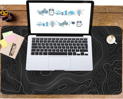 Topographic Mouse Pad, Extended Gaming (35.4x15.7 in), Desk Mat Laptop Waterproof Decor Writing for Work, Game, Office, Home - Topographic Contour